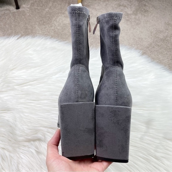 New Steven New York by Steve Madden Taite Pointed Toe Booties in Gray Faux Suede - Picture 5 of 10